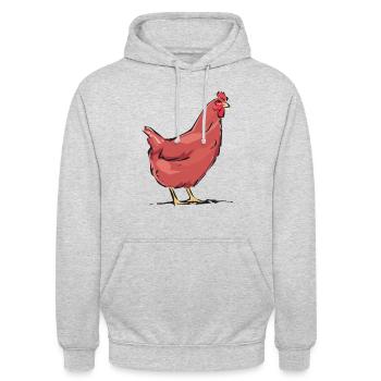 HUHN - Unisex Hoodie - Hellgrau meliert - Vorne - Alina (178cm) & Michal (187cm)
