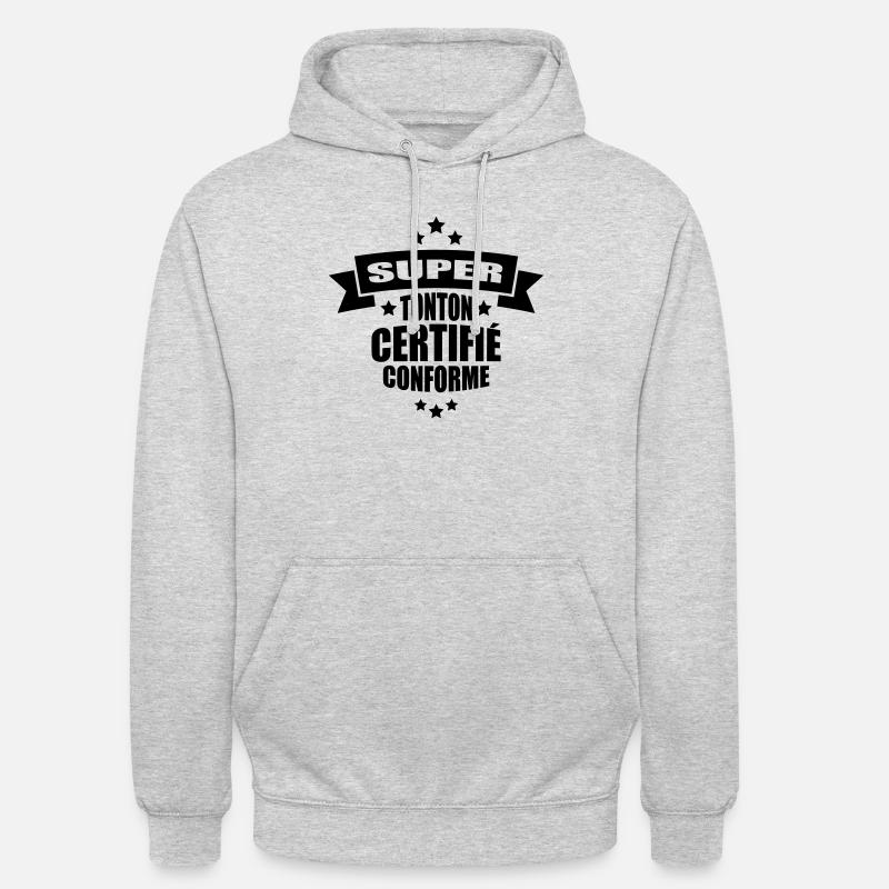 super tonton certifié conforme - Sweat-shirt à capuche unisexe - gris clair chiné