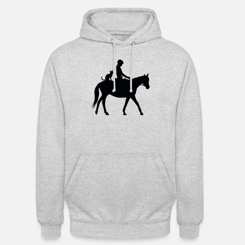 Cavalière Cheval et chat - Sweat-shirt à capuche unisexe - gris clair chiné
