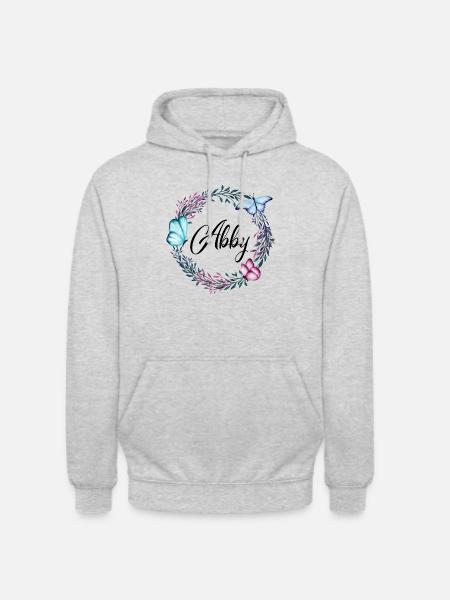 Abby, name, lettering, flower wreath, gift - Unisex Hoodie - light heather grey
