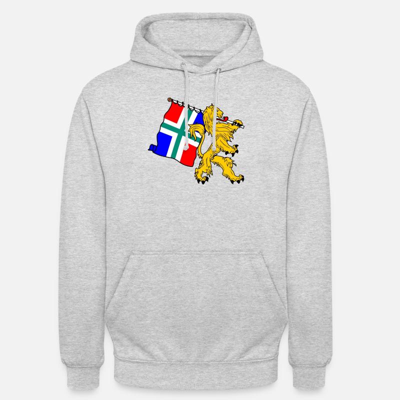 Lion avec drapeau Groningue - Sweat-shirt à capuche unisexe - gris clair chiné