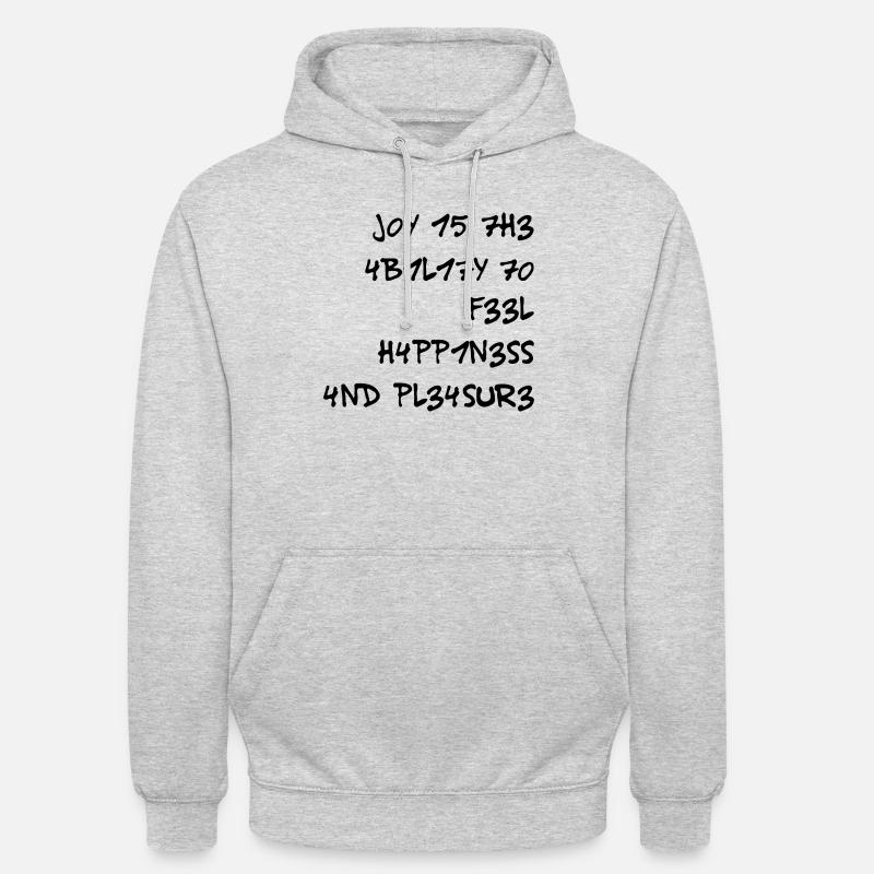 Joy L337 Leetspeak Dire - Sweat-shirt à capuche unisexe - gris clair chiné