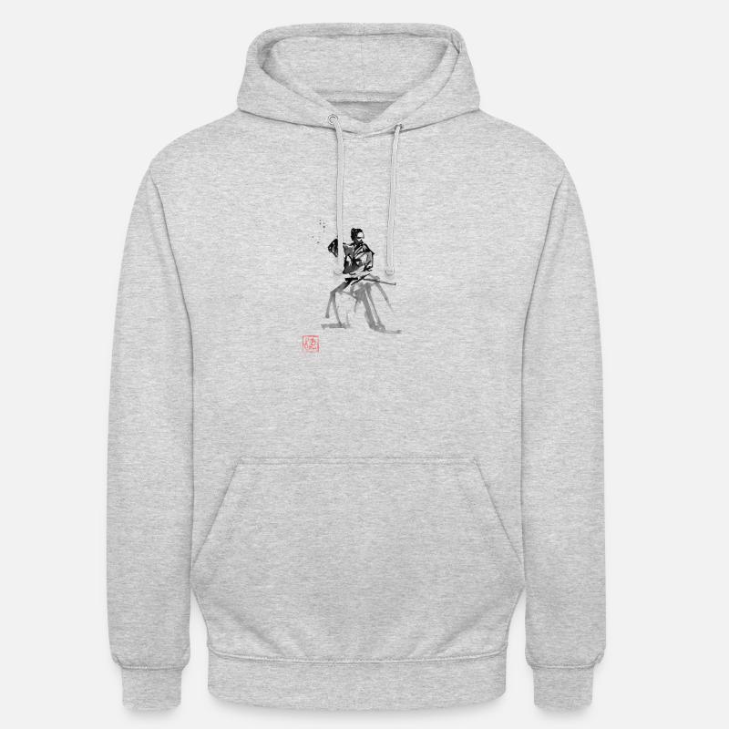 Samurai auf der Hut - Unisex Hoodie - Hellgrau meliert