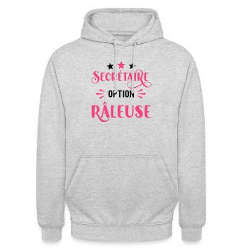 Secrétaire option râleuse. Cadeau secrétaire - Sweat-shirt à capuche unisexe - gris clair chiné - Devant - Alina (178cm) & Michal (187cm)