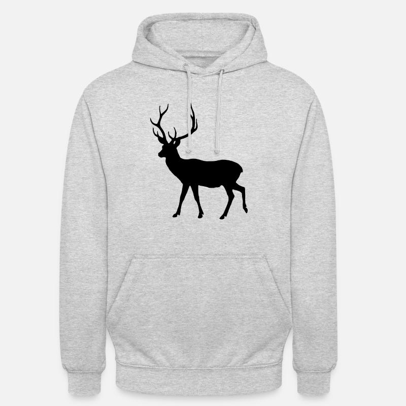 Hirsch Silhouette - Unisex Hoodie - Hellgrau meliert