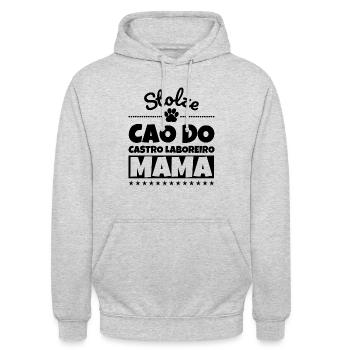 Stolze Cao do Castro Laboreiro Mama - Unisex Hoodie - Hellgrau meliert - Vorne - Alina (178cm) & Michal (187cm)