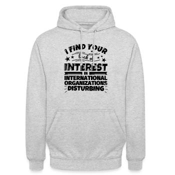 Internationale Organisationen lustiges Geschenk - Unisex Hoodie - Hellgrau meliert - Vorne - Alina (178cm) & Michal (187cm)