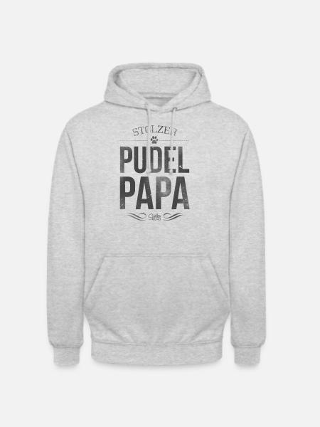 Stolzer Pudel-Papa - Unisex Hoodie - Hellgrau meliert