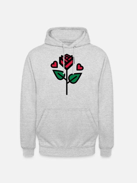 Valentine's Rose with heart - Unisex Hoodie - light heather grey