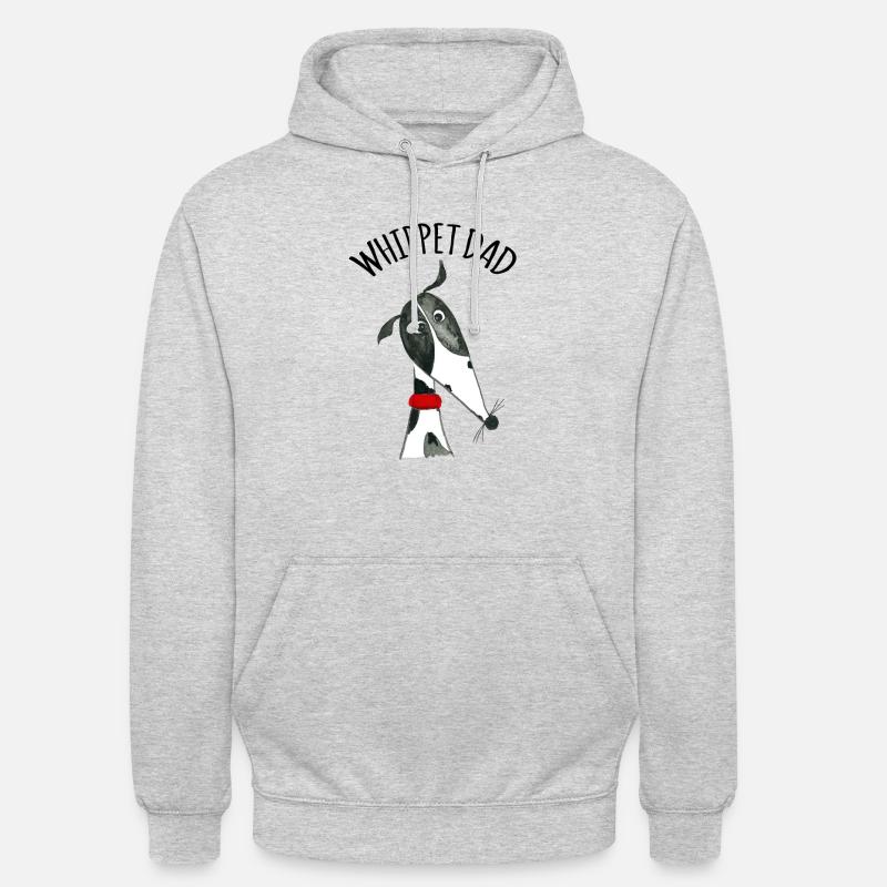 Whippet Dad black and white - Sweat-shirt à capuche unisexe - gris clair chiné