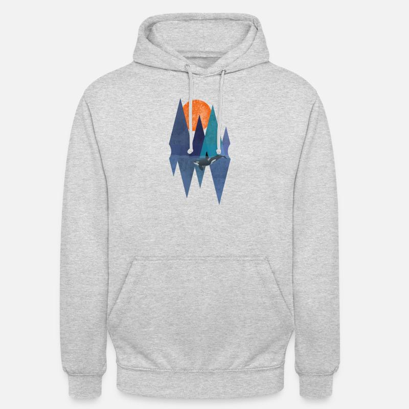 Polygon Orca Killer Wal Design - Unisex Hoodie - Hellgrau meliert