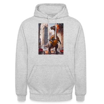 Dinos living working as a fire fighter - Unisex Hoodie - light heather grey - Front - Alina (178cm) & Michal (187cm)