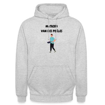 MATHIEU VAN DES POÊLES - Sweat-shirt à capuche unisexe - gris clair chiné - Devant - Alina (178cm) & Michal (187cm)