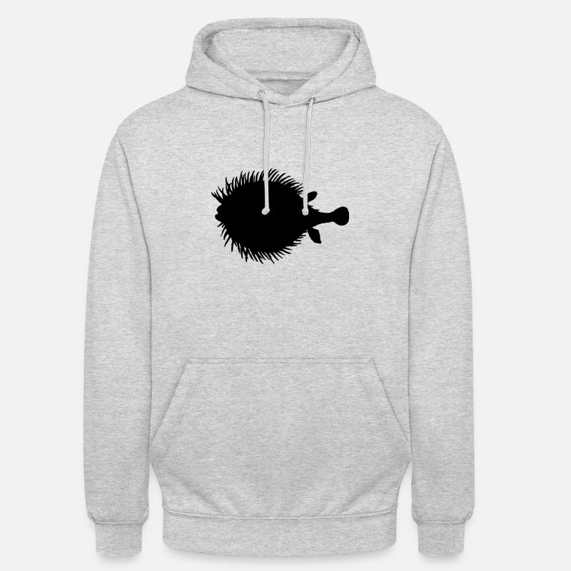 Kugelfisch schwarz Silhouette Geschenkidee - Unisex Hoodie - Hellgrau meliert