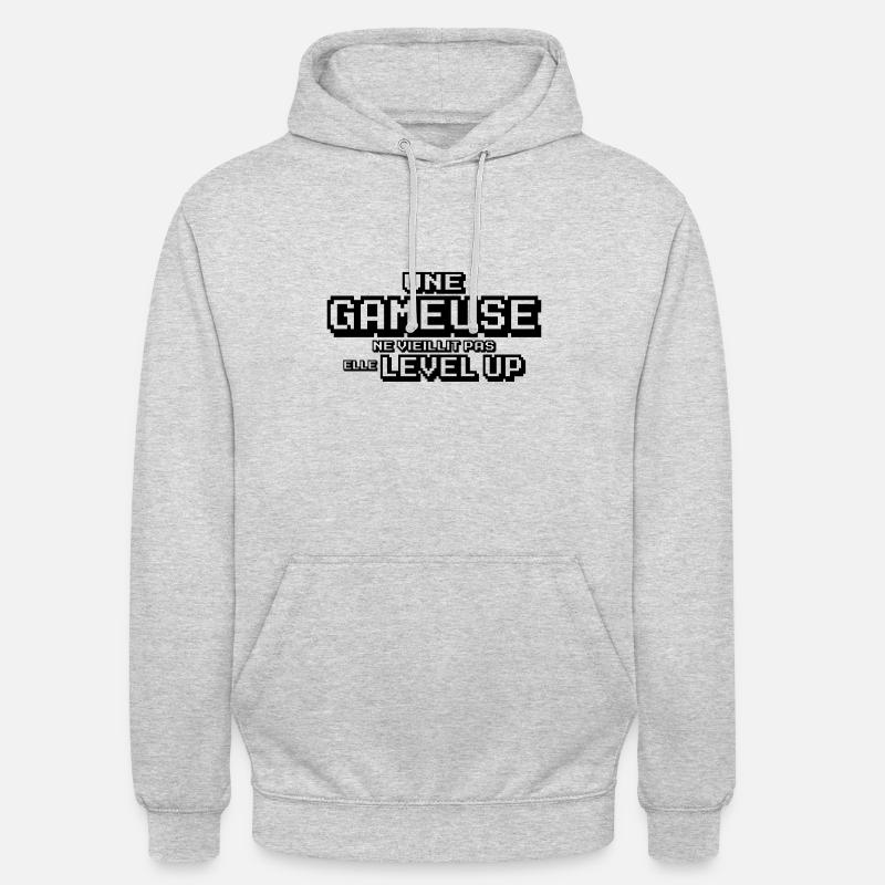 une gameuse ne vieillit pas - Sweat-shirt à capuche unisexe - gris clair chiné