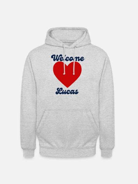 Lucas herzlich willkommen - Unisex Hoodie - Hellgrau meliert