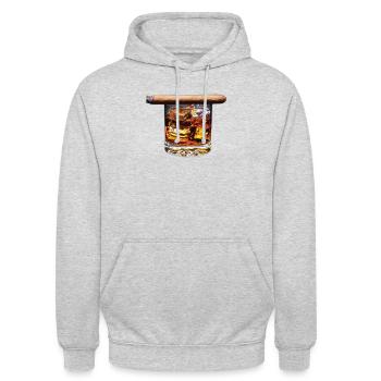 Whiskey Und Zigarren - Geschenk Für Whiskey Fans - Unisex Hoodie - Hellgrau meliert - Vorne - Alina (178cm) & Michal (187cm)