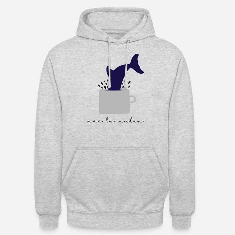 Moi le matin, plongeon et café - Sweat-shirt à capuche unisexe - gris clair chiné