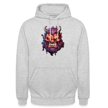 Teufel / Hölle / Horror / teuflisch / böse - Unisex Hoodie - Hellgrau meliert - Vorne - Alina (178cm) & Michal (187cm)