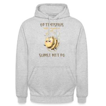 Biene Optimismus Sumsi mit Po - Unisex Hoodie - Hellgrau meliert - Vorne - Alina (178cm) & Michal (187cm)