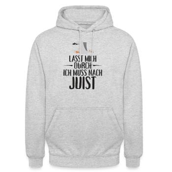 Lasst mich durch ich muss nach Juist Möwe - Unisex Hoodie - Hellgrau meliert - Vorne - Alina (178cm) & Michal (187cm)