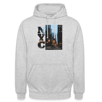 Ville de New York - Sweat-shirt à capuche unisexe - gris clair chiné - Devant - Alina (178cm) & Michal (187cm)