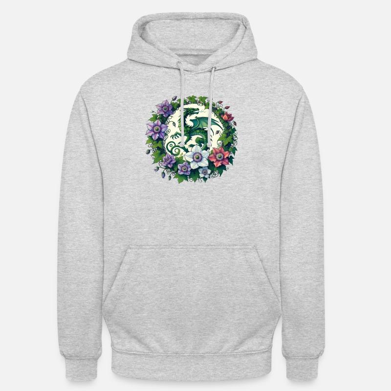 Dragon clématite - Sweat-shirt à capuche unisexe - gris clair chiné