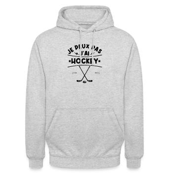 Je Peux Pas J'ai Hockey - Sweat-shirt à capuche unisexe - gris clair chiné - Devant - Alina (178cm) & Michal (187cm)