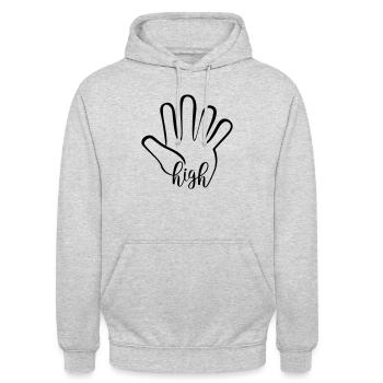 High Five - Unisex Hoodie - Hellgrau meliert - Vorne - Alina (178cm) & Michal (187cm)