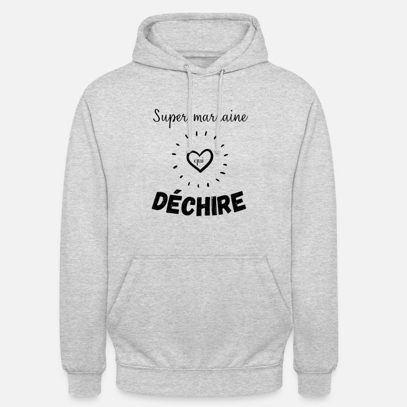 Super marraine qui déchire ! - Sweat-shirt à capuche unisexe - gris clair chiné