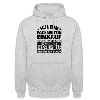Fachwirtin Einkauf Geschenk lustig Himmel Hölle - Unisex Hoodie - Hellgrau meliert - Vorne - Alina (178cm) & Michal (187cm)