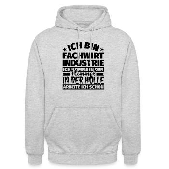 Fachwirt Industrie Geschenk lustig Himmel Hölle - Unisex Hoodie - Hellgrau meliert - Vorne - Alina (178cm) & Michal (187cm)