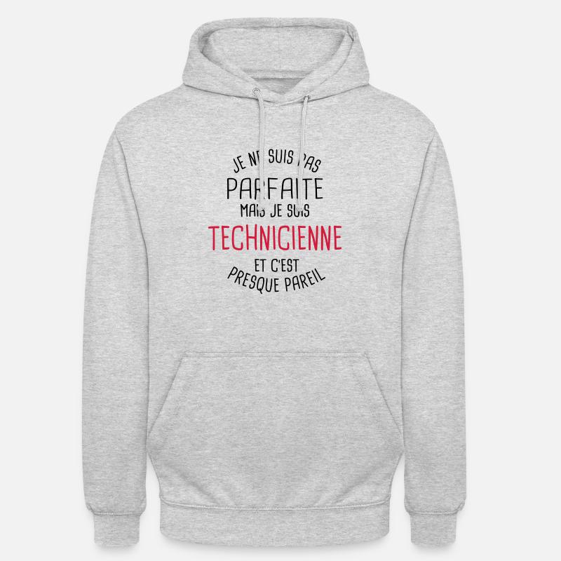 Pas parfaite mais technicienne - Sweat-shirt à capuche unisexe - gris clair chiné