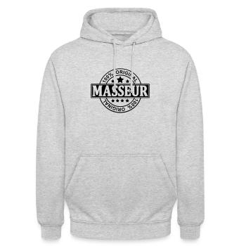 Masseur - Unisex Hoodie - Hellgrau meliert - Vorne - Alina (178cm) & Michal (187cm)