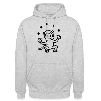 Zirkusaffe - line - Unisex Hoodie - Hellgrau meliert - Vorne - Alina (178cm) & Michal (187cm)