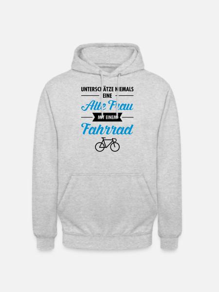 Alte Frau Fahrrad - Unisex Hoodie - light heather grey