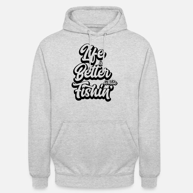 Life Is Better While Fishin' - Unisex Hoodie - Hellgrau meliert