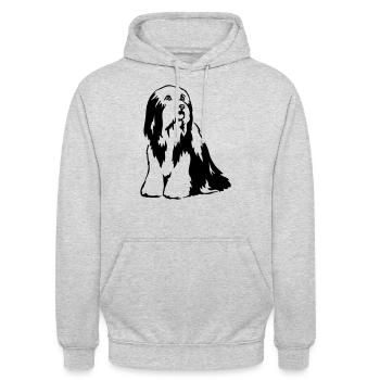 Bearded Collie - Unisex Hoodie - Hellgrau meliert - Vorne - Alina (178cm) & Michal (187cm)