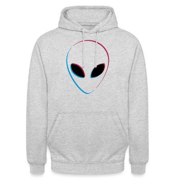 Effet 3D extraterrestre - Sweat-shirt à capuche unisexe - gris clair chiné - Devant - Alina (178cm) & Michal (187cm)