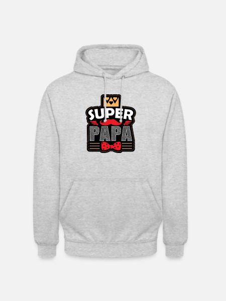SUPER PAPA - Sweat-shirt à capuche unisexe - gris clair chiné