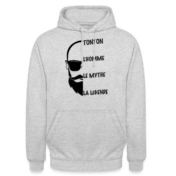 Tonton Le Meilleur Cadeau Homme Humour Famille - Sweat-shirt à capuche unisexe - gris clair chiné - Devant - Alina (178cm) & Michal (187cm)