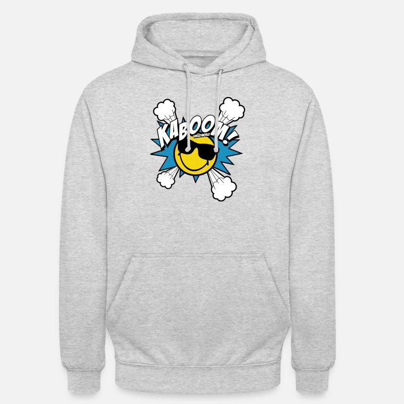 SmileyWorld Kaboom! Cooler Smiley Mit Sonnenbrille - Unisex Hoodie - Hellgrau meliert