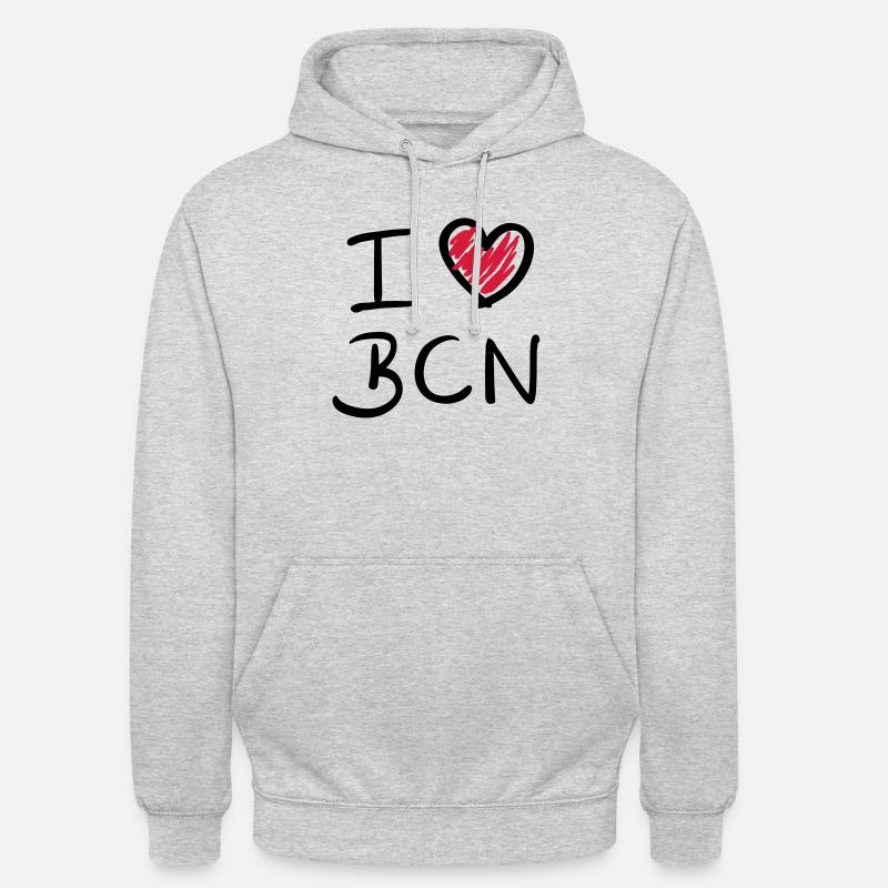 j'aime BCN - Barcelone - Sweat-shirt à capuche unisexe - gris clair chiné