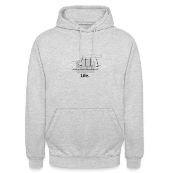 Proteinsynthese - Unisex Hoodie - Hellgrau meliert - Vorne - Alina (178cm) & Michal (187cm)