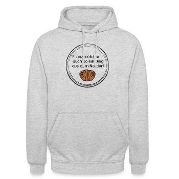 Franzbrötchen - Unisex Hoodie - Hellgrau meliert - Vorne - Alina (178cm) & Michal (187cm)