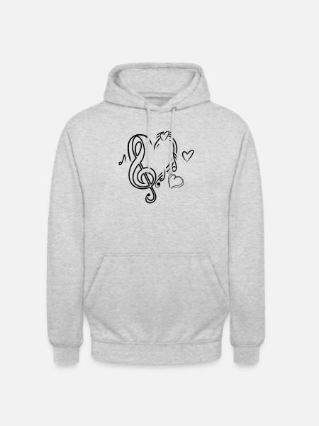 Musik Herz - Unisex Hoodie - Hellgrau meliert