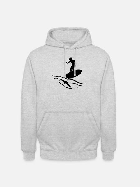 foil surf - foil surfing - foilsurfing - Unisex Hoodie - light heather grey