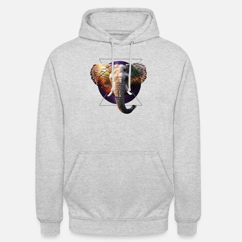 Éléphant de l’espace - Sweat-shirt à capuche unisexe - gris clair chiné