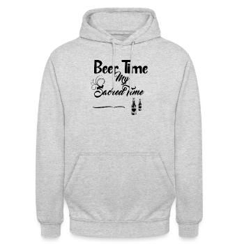 Bierzeit-Design - Unisex Hoodie - Hellgrau meliert - Vorne - Alina (178cm) & Michal (187cm)