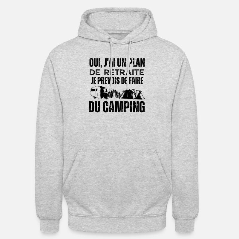 Plan de retraite camping - Sweat-shirt à capuche unisexe - gris clair chiné